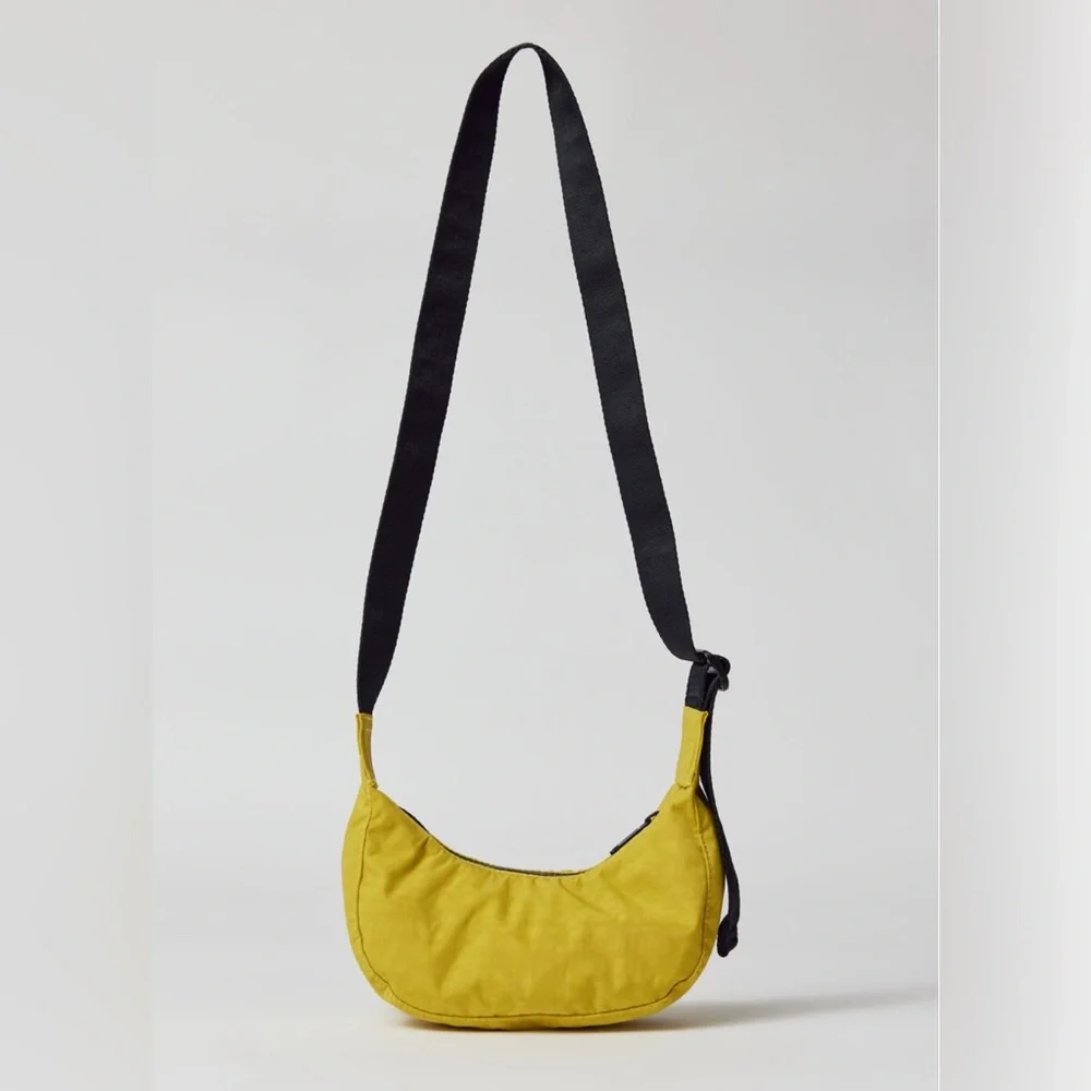 BAGGU Yellow Crescent Crossbody with Black Strap
